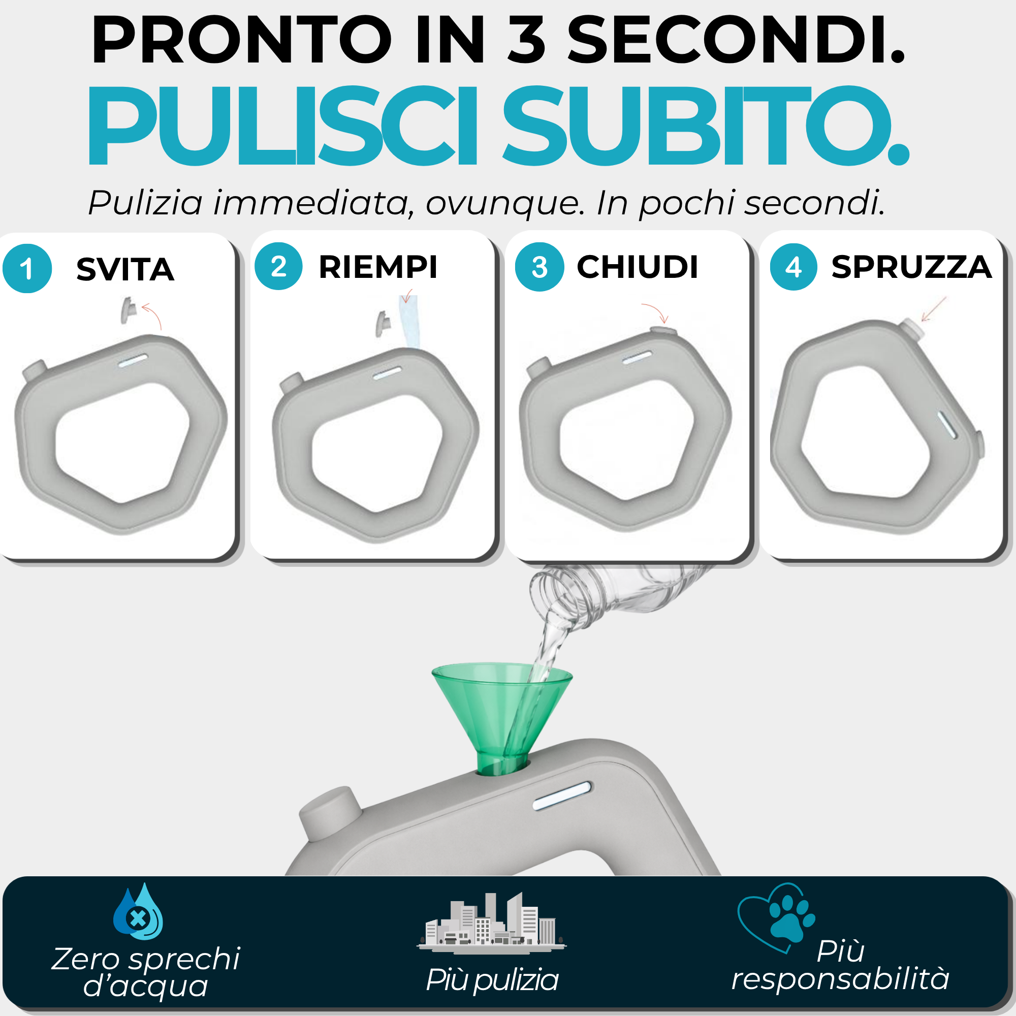 Guinzaglio con Spruzzatore Integrato – Serbatoio Acqua 85 ml + Corda 1 m